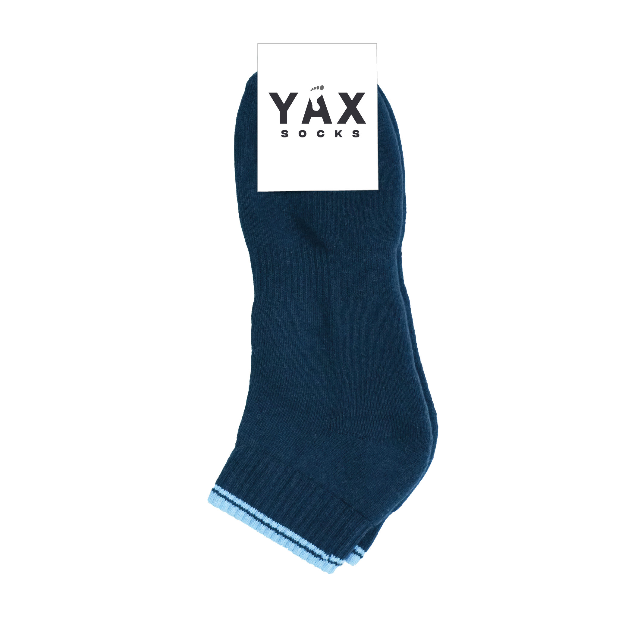 LOW CUT BLUE SOCKS LINES AT CUFF